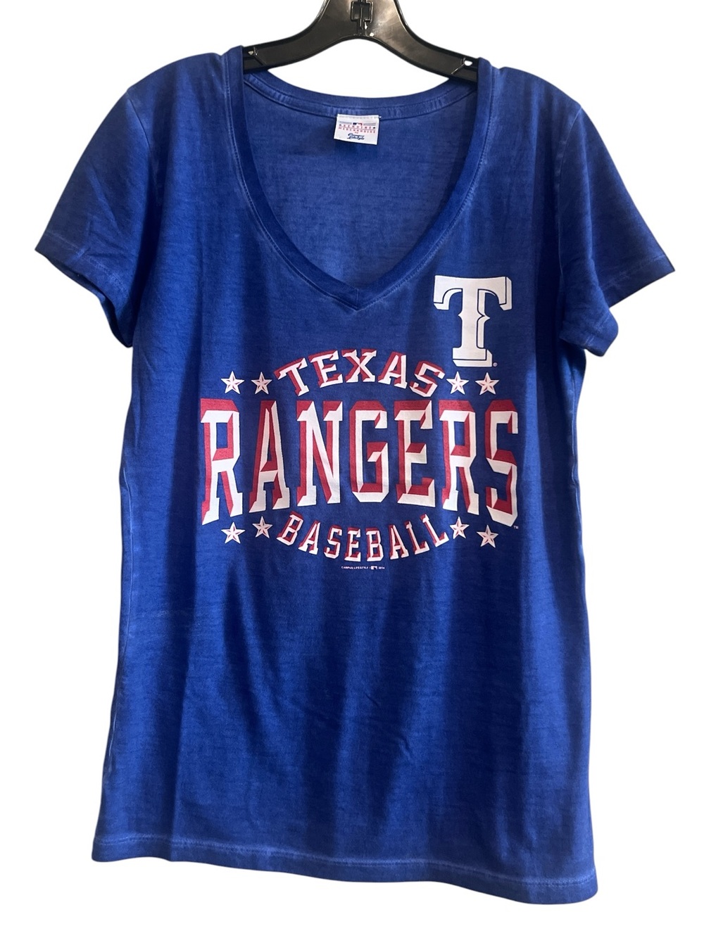 MLB Texas Rangers Women's Blue V-Neck Baseball Tee